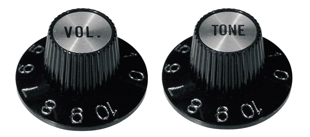 Boston Witch Hat Knopf Volume & Tone 0 bis 10 Schwarz/Silber
